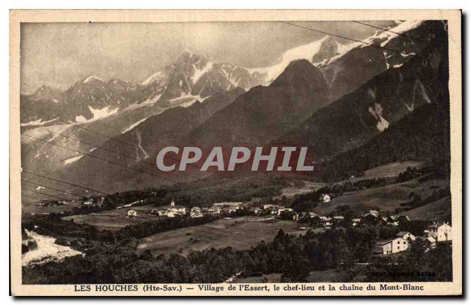 Les Houches (Hte-Sav.) — Village de l'Essert, le chef-lieu et la chaîne du Mont-Blanc