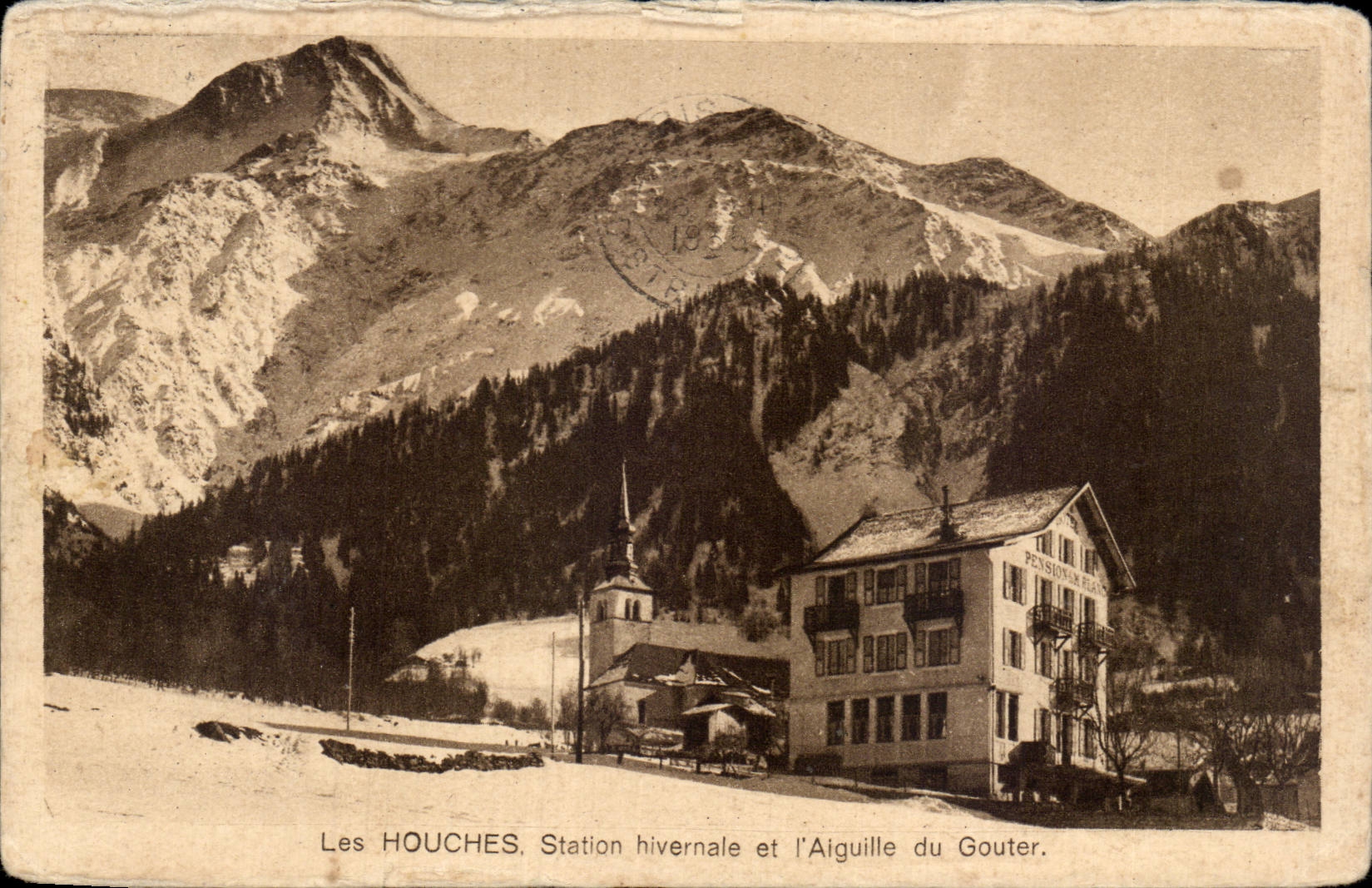 Les HOUCHES. Station hivernale et l'Aiguille du Gouter — HOTEL-PENSION du MONT-BLANC