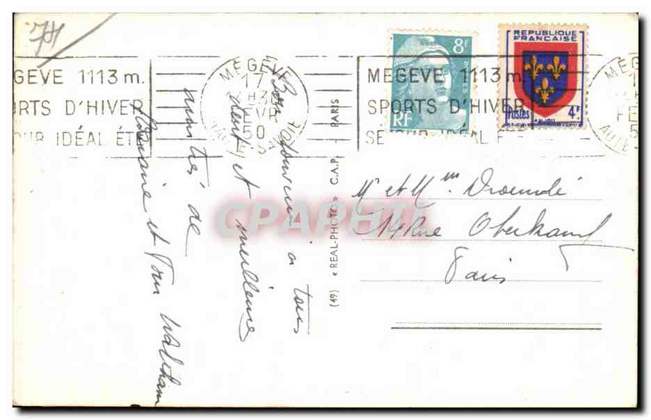 CPA Megeve Sports d hiver Teleferique du Mont d Arbois — Verso