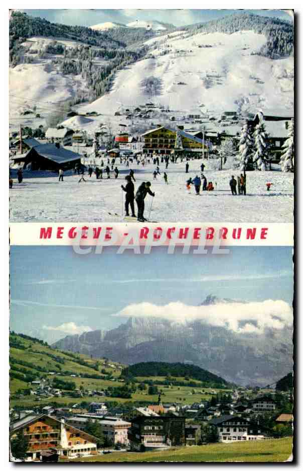 Mégeve - Rochebrunne — panorama et pistes de ski — CPAPHIL