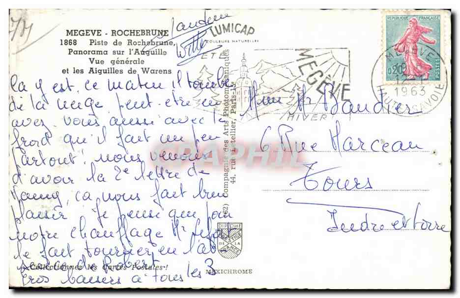 Mégeve - Rochebrunne — panorama et pistes de ski — CPAPHIL — Verso