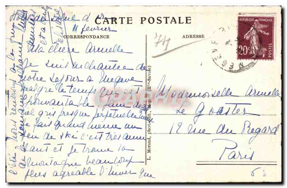 Megève. Station hivernale. Fleurs d'hiver — Édition de Lisk, n° 625 — Verso