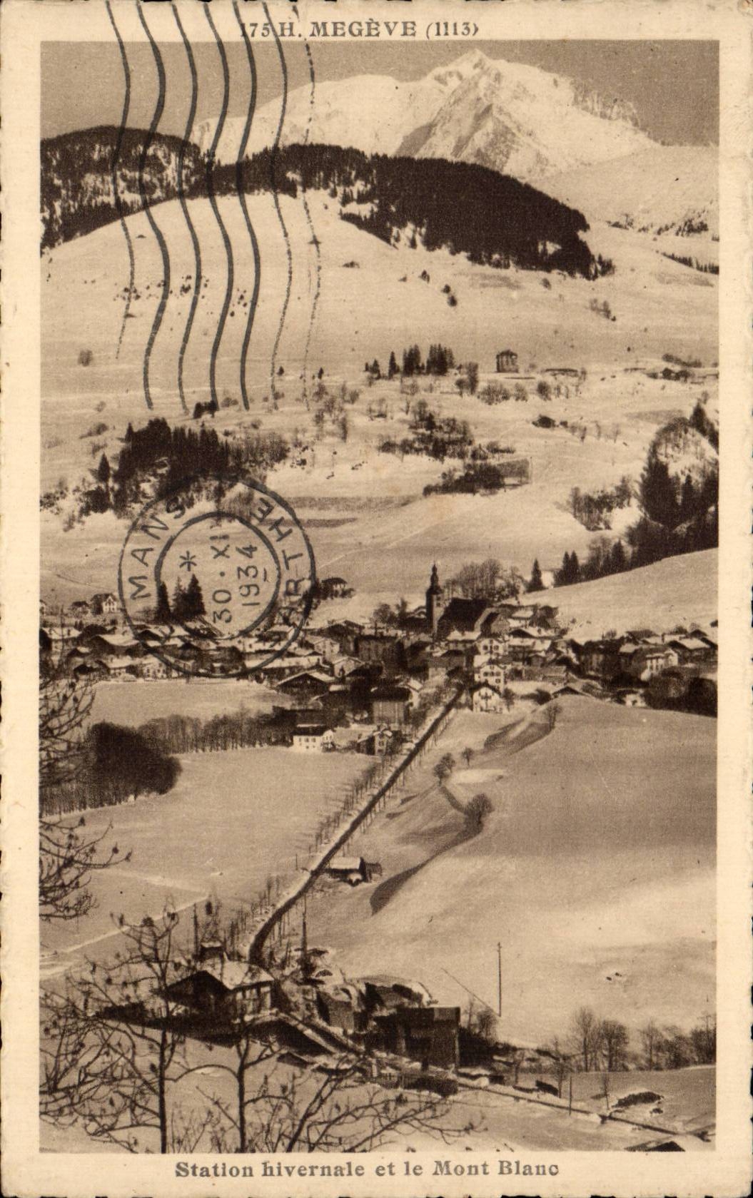 Station hivernale et le Mont Blanc — Megève (1113) — L. Morand, phot.-éd.