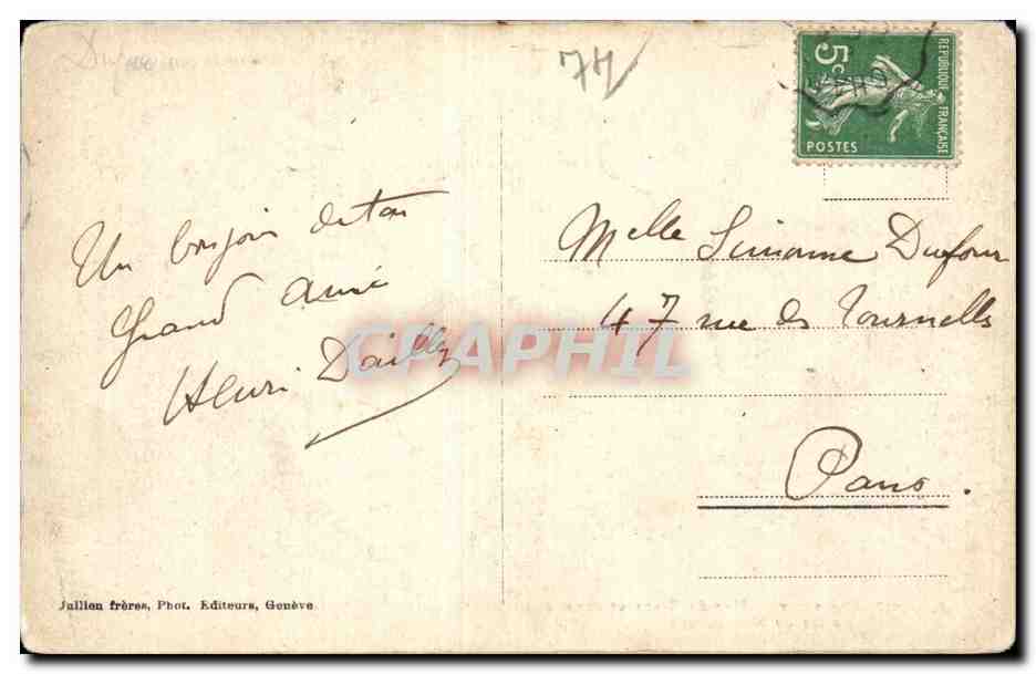 Chamonix — Mer de Glace et chemin de fer du Montenvers — J. J. 8847 — Verso