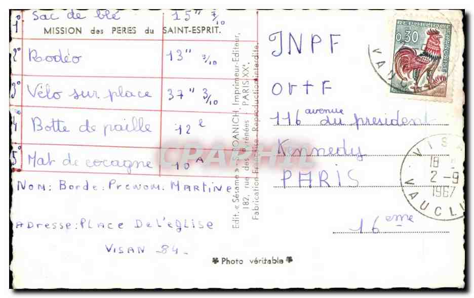 CPSM Mission des peres du Saint Esprit Enfant — Rückseite