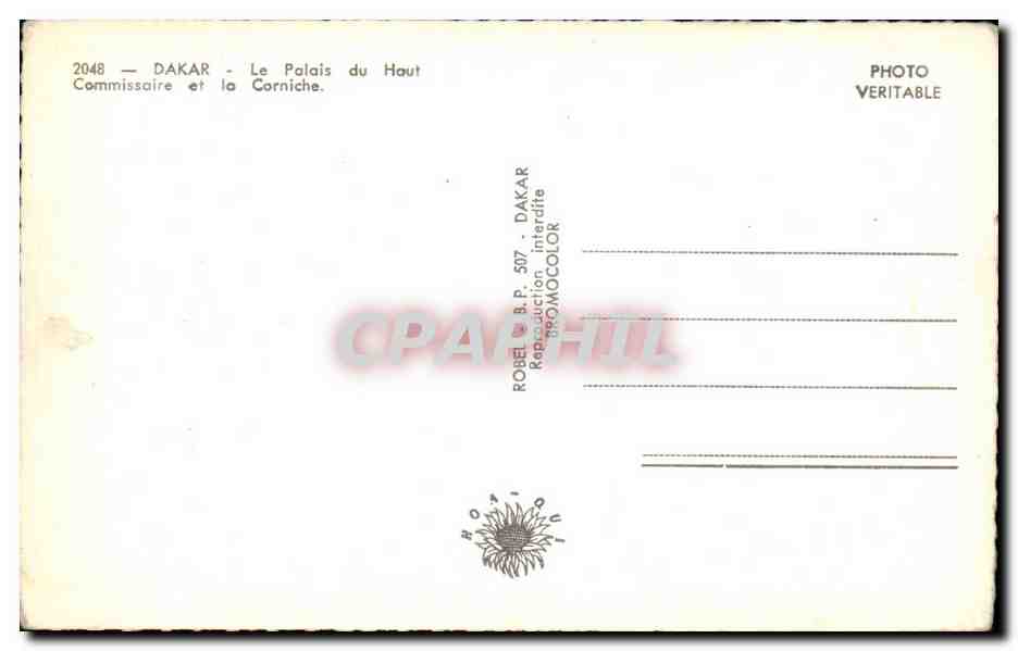 Dakar — The High Commissioner's Palace and the Corniche — Robel, Dakar, series 507 — Back