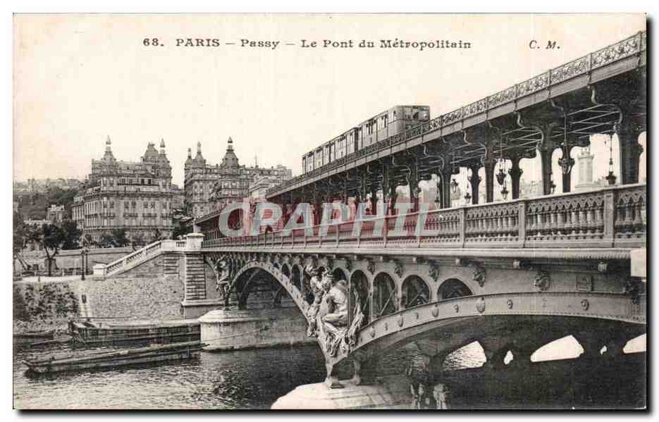 CPA Paris le pont du Metropolitain Metro a Passy