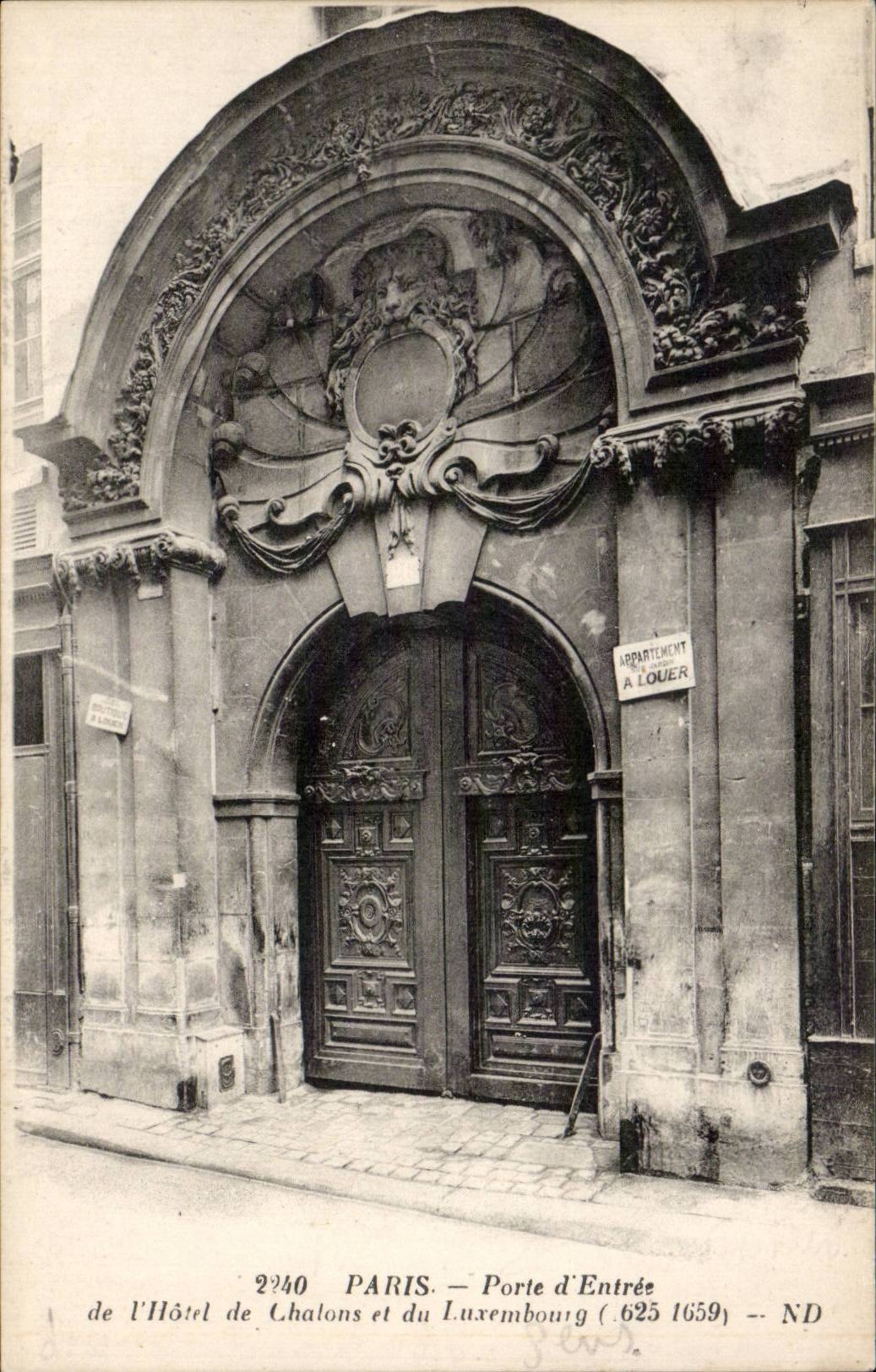 CPA Paris Porte d entree de l hotel de Chalons et du Luxembourg 