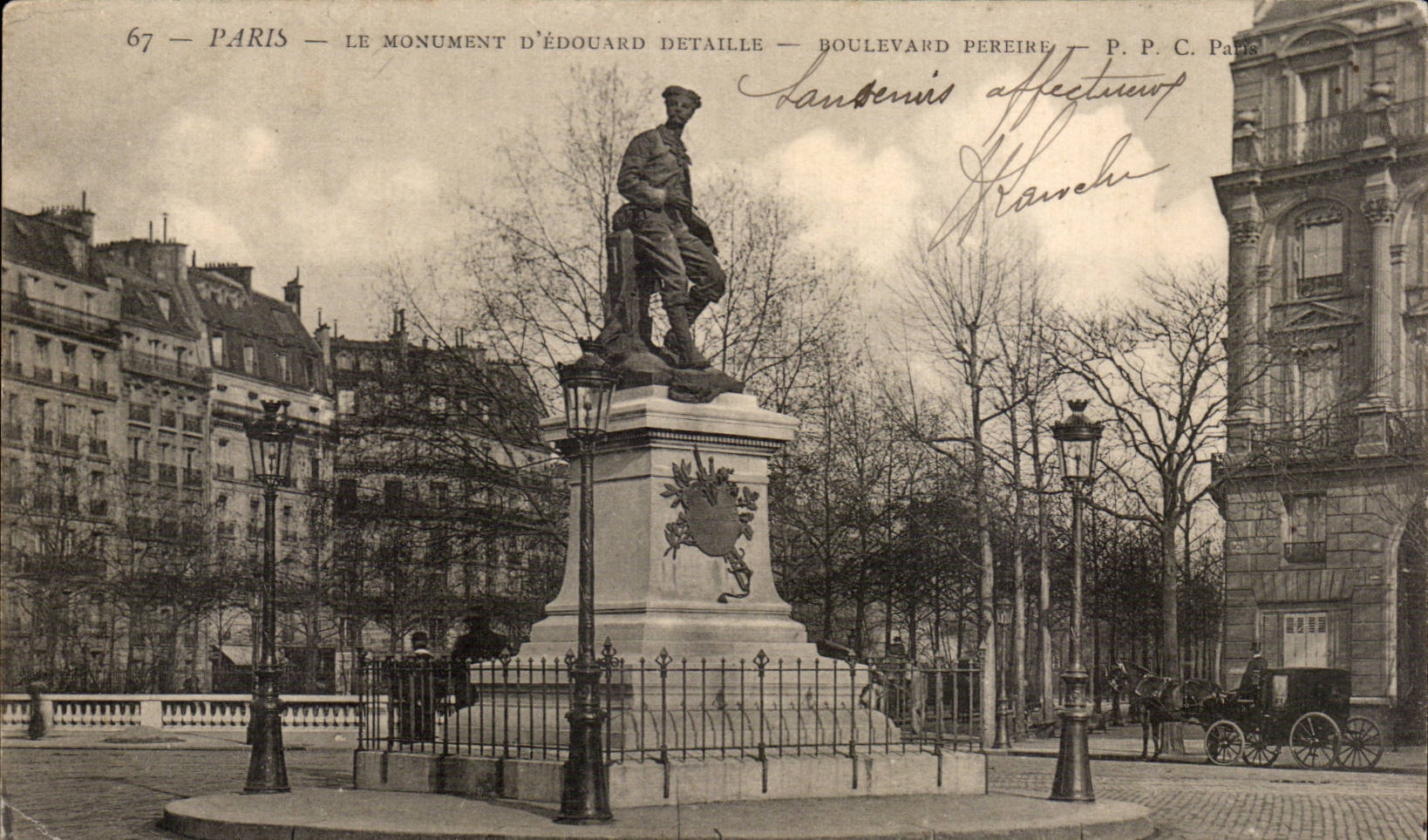 CPA Paris Monument d Edouard Detaillee Boulevard Pereire 