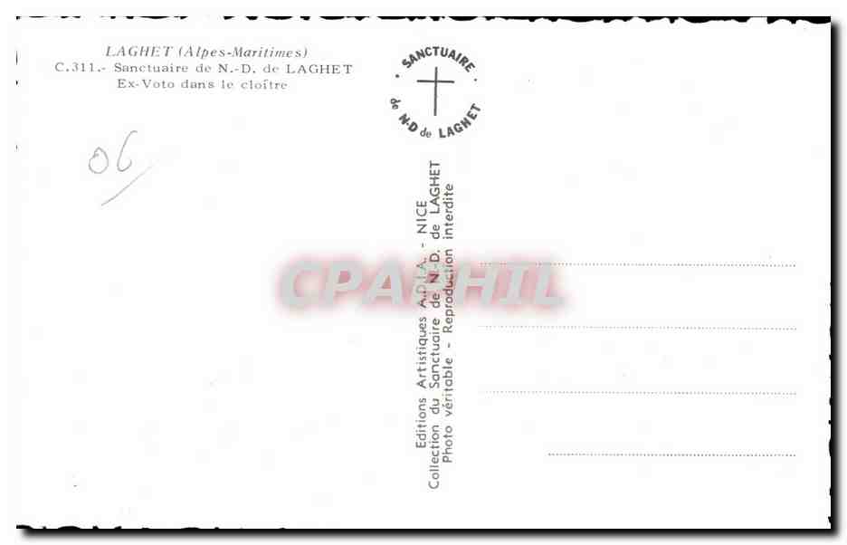 CPSM Laghet Sanctuaire de ND de Laghet Ex voto dans le cloitre  — Rückseite