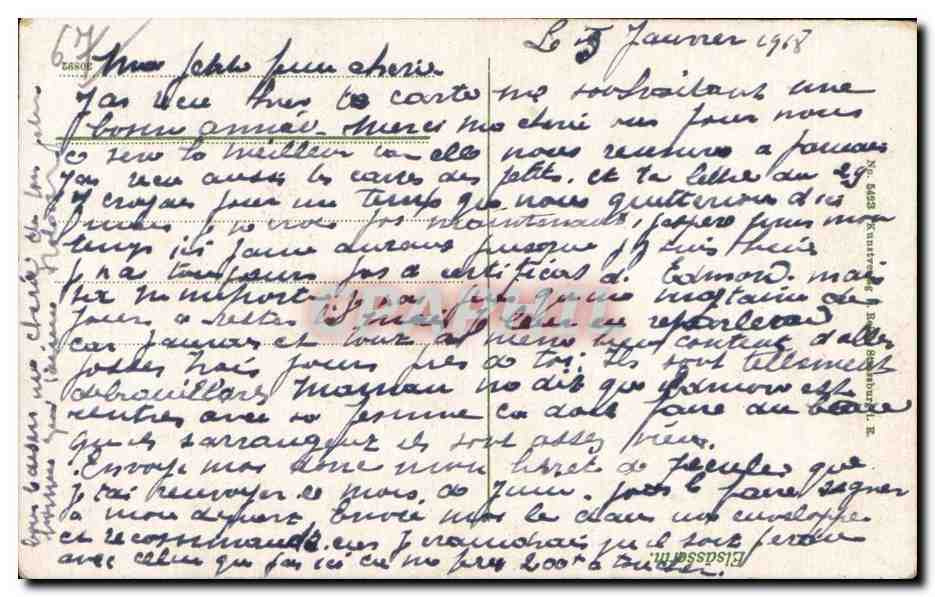 CPA Folkore Costume Coiffe Alsace  — Verso