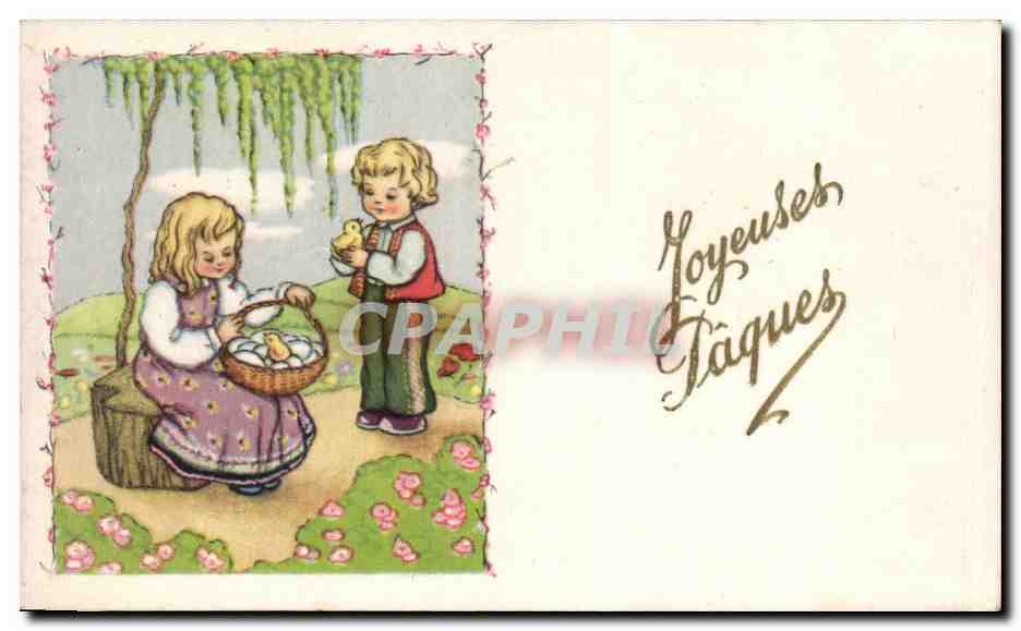 CPA Fantaisie Enfants Joyeuses Paques Easter