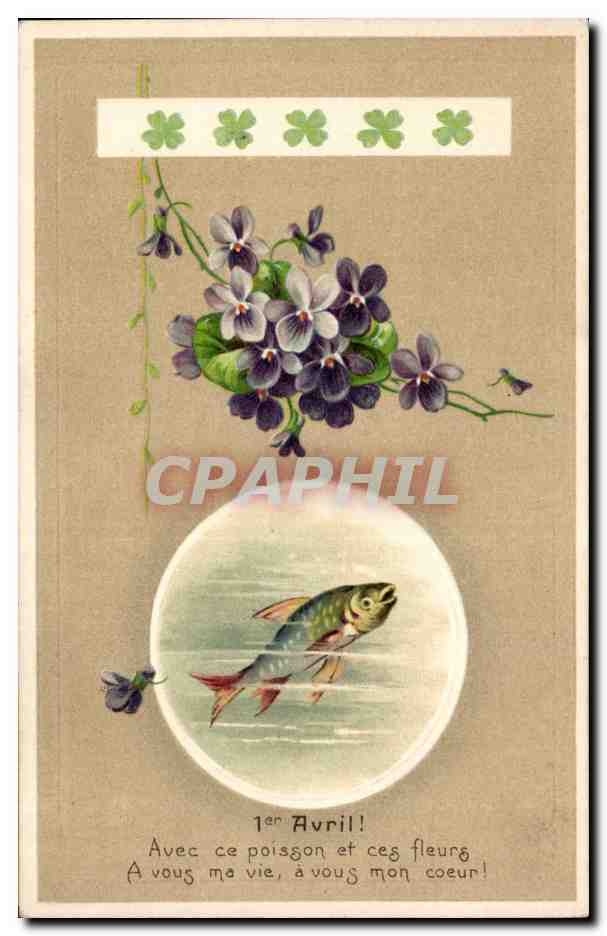 CPA Fantaisie Poisson 1er avril Paques Easter