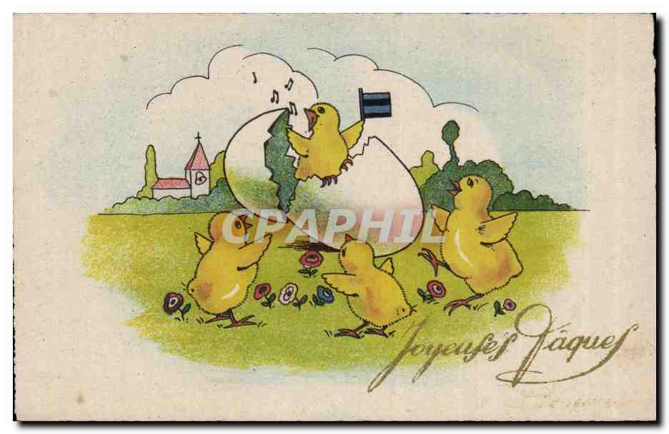 CPA Fantaisie Poussins Oeufs Paques Easter