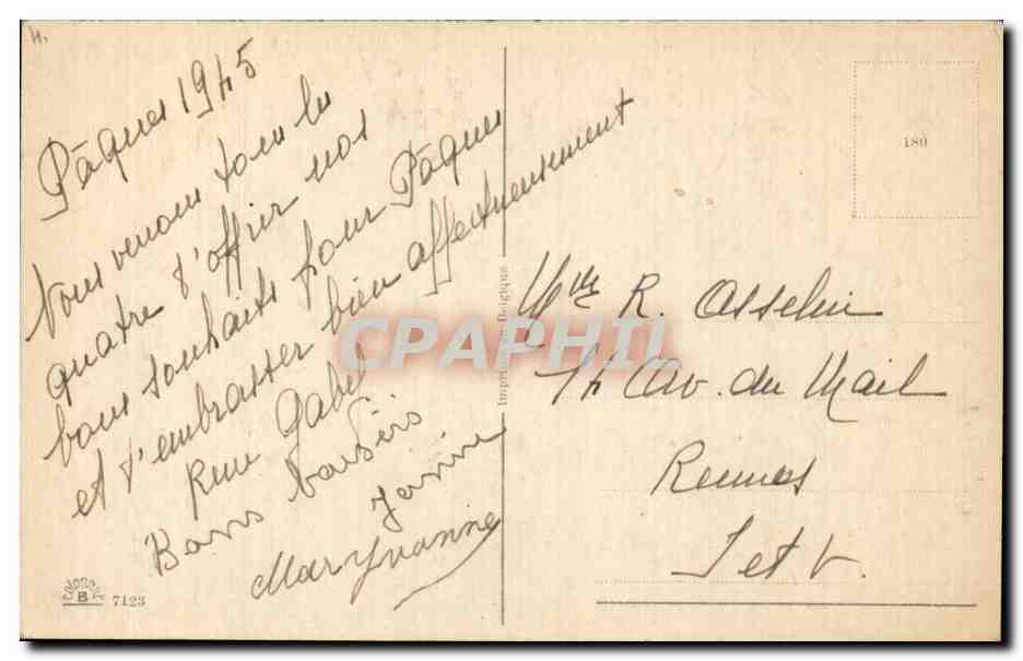 CPA Fantaisie Poussins Oeufs Paques Easter — Rückseite