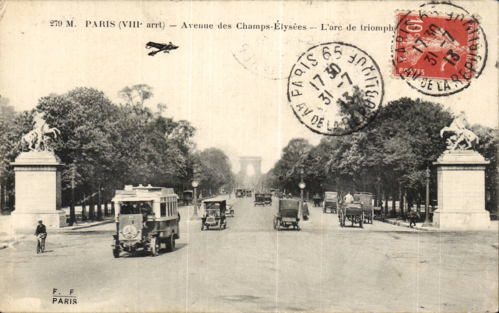Paris - 8 - avion - airplane - Champs Elysees - L Arc de Triomphe - CPA 