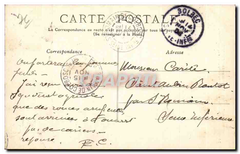 Tancarville - Le Chateau - Ruines de la Chapelle - CPA  — Rückseite