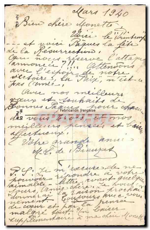 Fetes - Voeux - Holiday - Paques - Easter - Ostern - rooster pilot flying an easter plane Chien Dog - CPA  — Rückseite