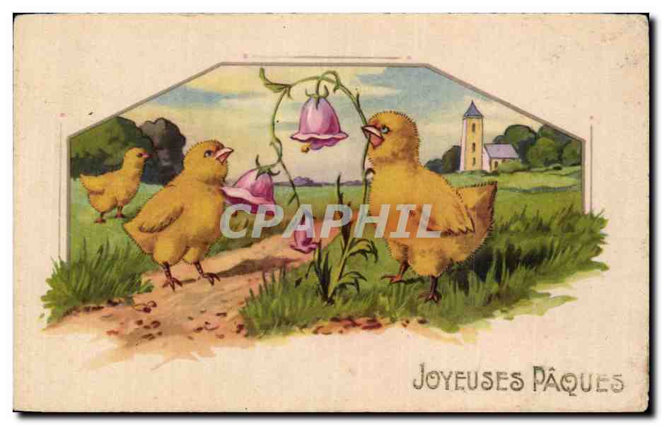 Fetes - Voeux - Holiday - Paques - Easter - Ostern - chick ringing a bell - CPA 