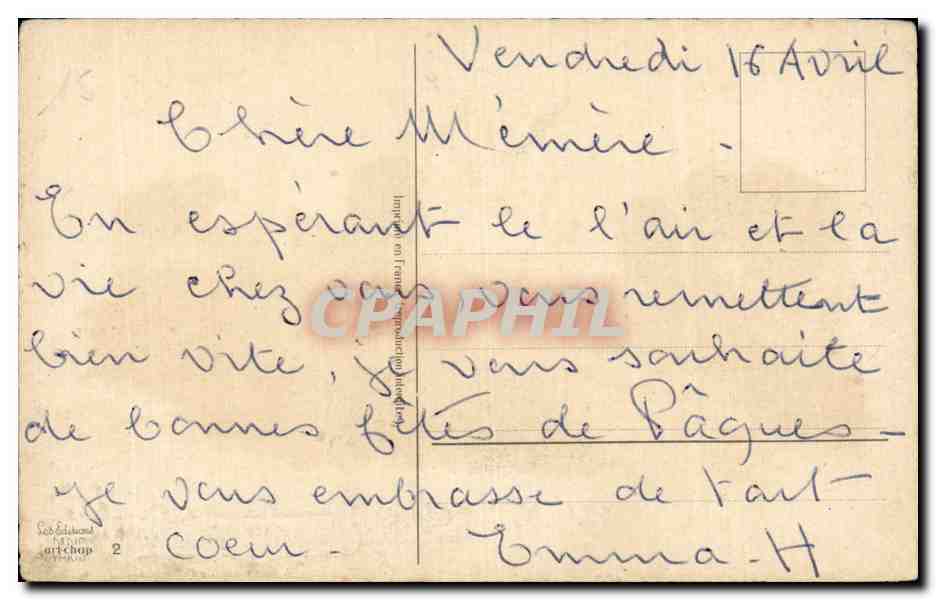 Fetes - Voeux - Holiday - Paques - Easter - Ostern - chick ringing a bell - CPA  — Rückseite