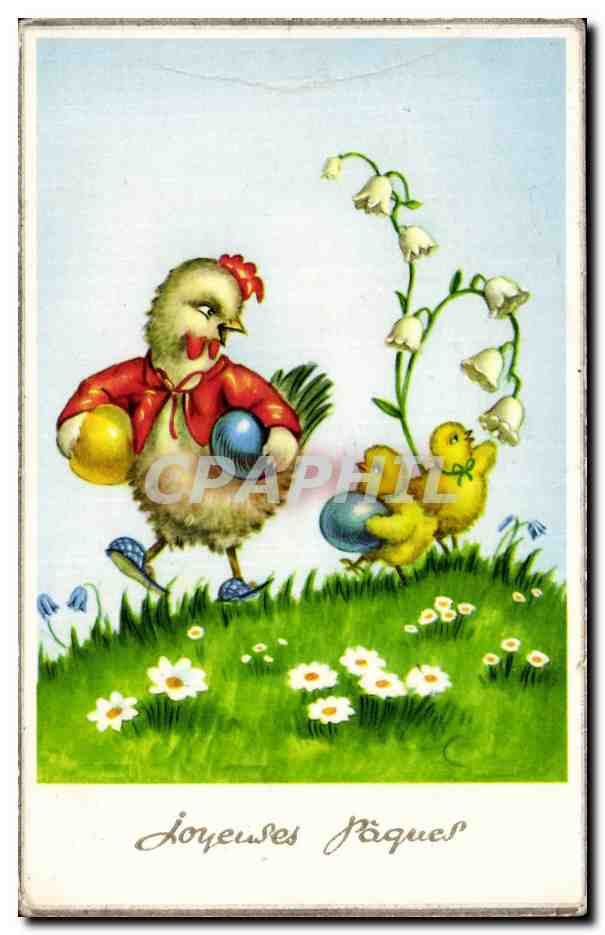 Fetes - Voeux - Holiday - Paques - Easter - Ostern - family of chicks - CPA 
