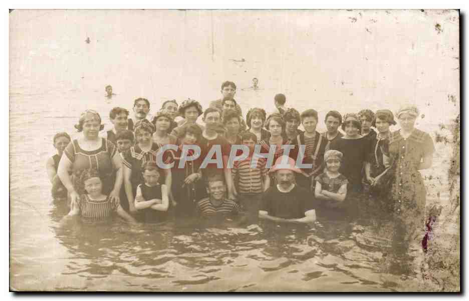 CARTE PHOTO Femmes au bain Folklore