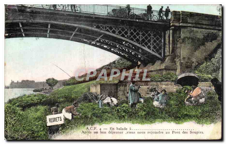 CPA Fantaisie en balade Apres un bon dejeuner viens nous rejoindre au pont des soupirs Folklore