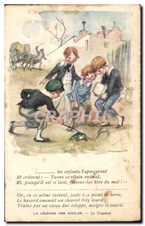 CPA Fantaisie Enfants Illustrateur Poulbot La legende des siecles Le crapaud 
