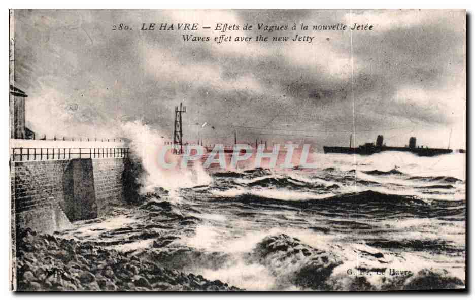 Le Havre - Effets de Vagues a la nouvelle jetee - CPA