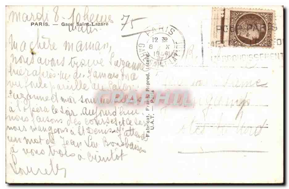 Paris - 10 - Gare Saint Lazare - CPA — Rückseite