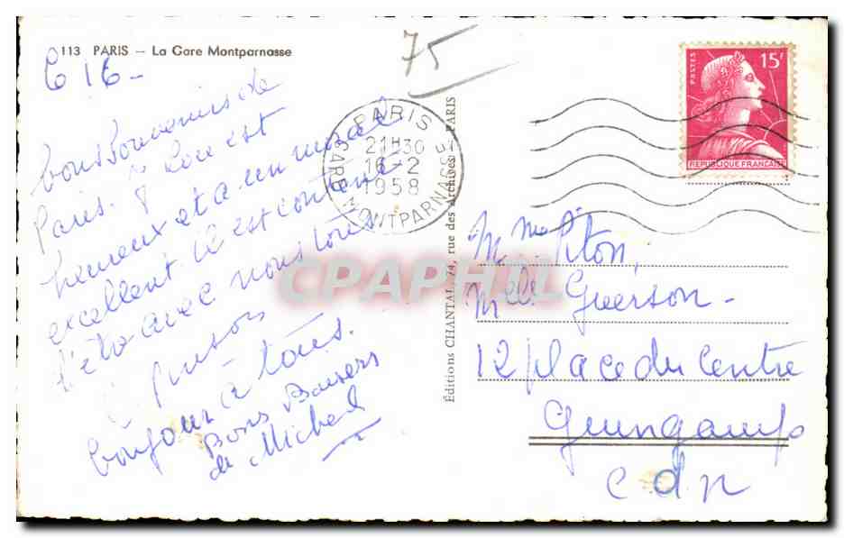 Paris - 15 - La Gare Montparnasse - CPA — Rückseite