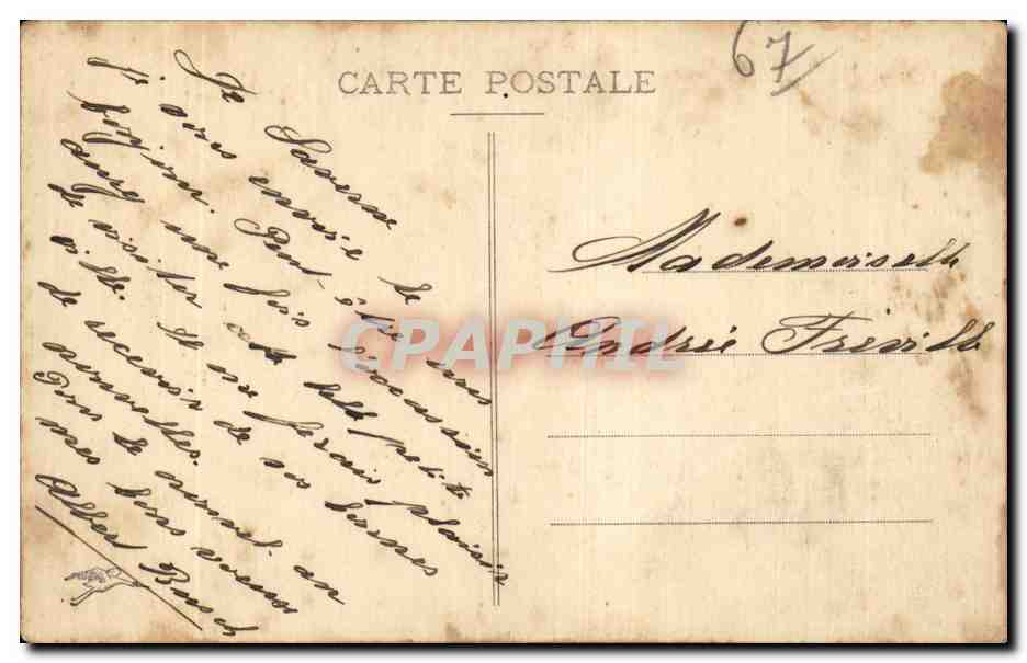 CPA Folklore Hans   lina Alsace Cigognes  — Rückseite