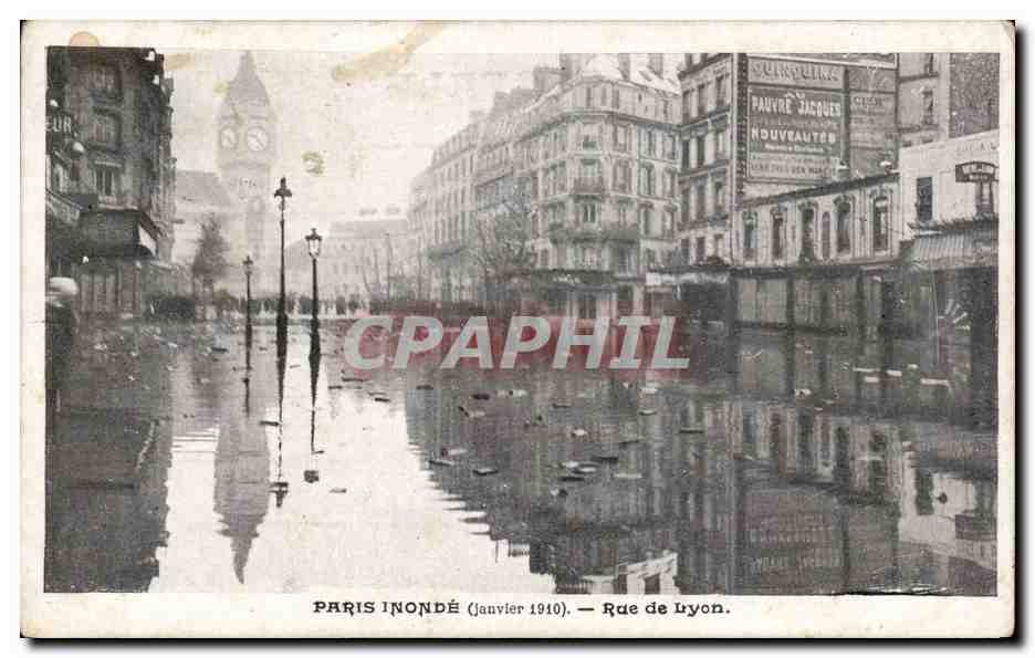 CPA Inondations Janvier 1910 Paris Rue de Lyon