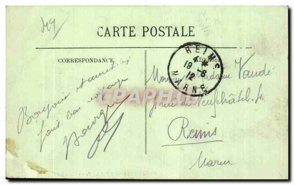 CPA Angers Hotel des Postes — Rückseite