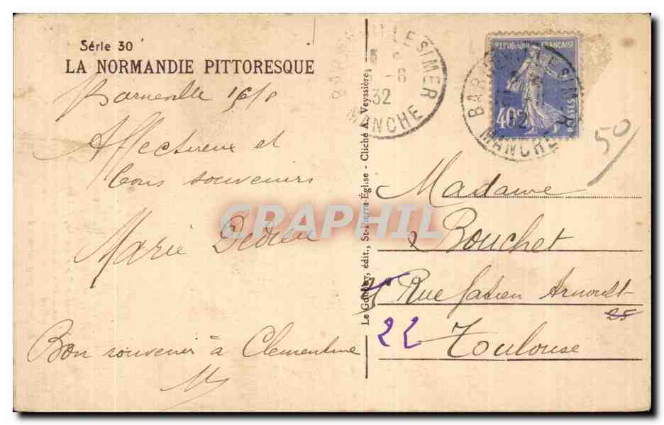 CPA Normandie Femme Coiffe costume — Verso