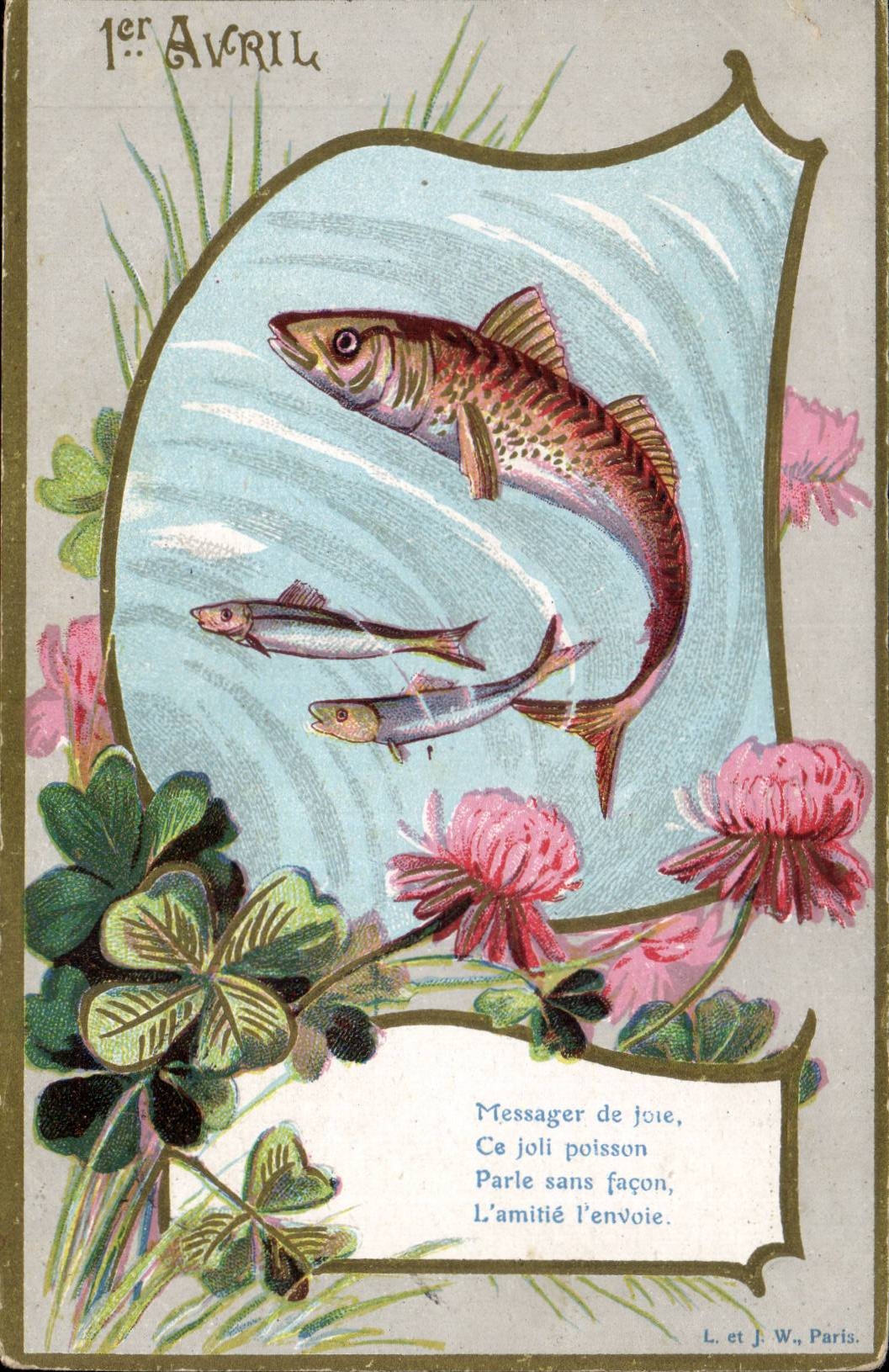 CPA Fantaisie Poissons 1er avril Paques Easter