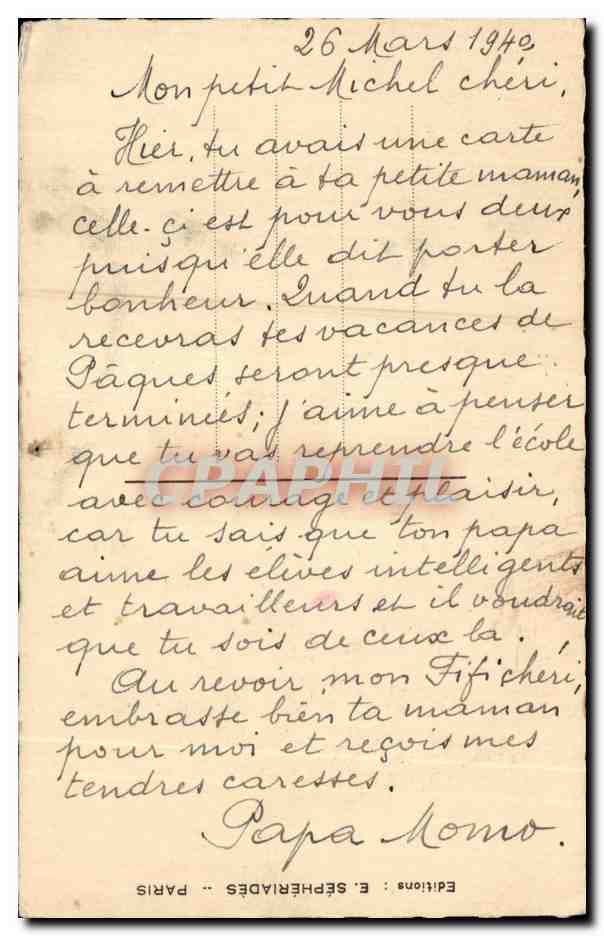 CPA Fantaisie Poisson Chat Fer a cheval 1er avril  — Rückseite