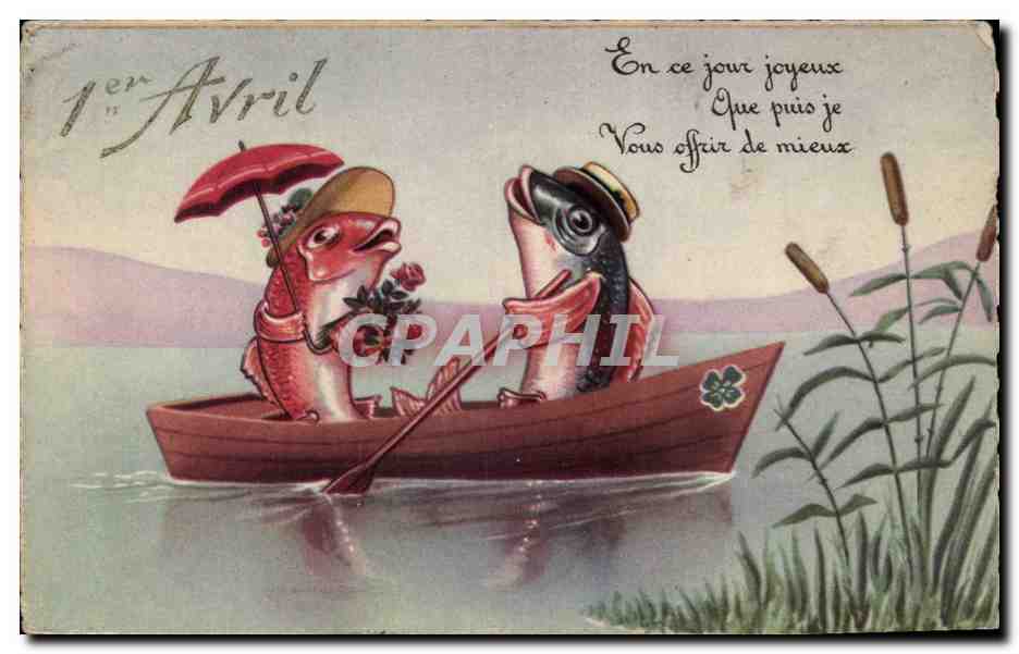 CPA Fantaisie Poissons 1er avril Paques Easter