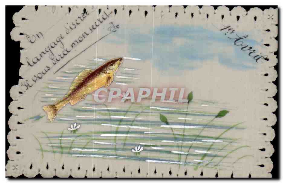 CPA Fantaisie Poisson 1er avril Paques Easter