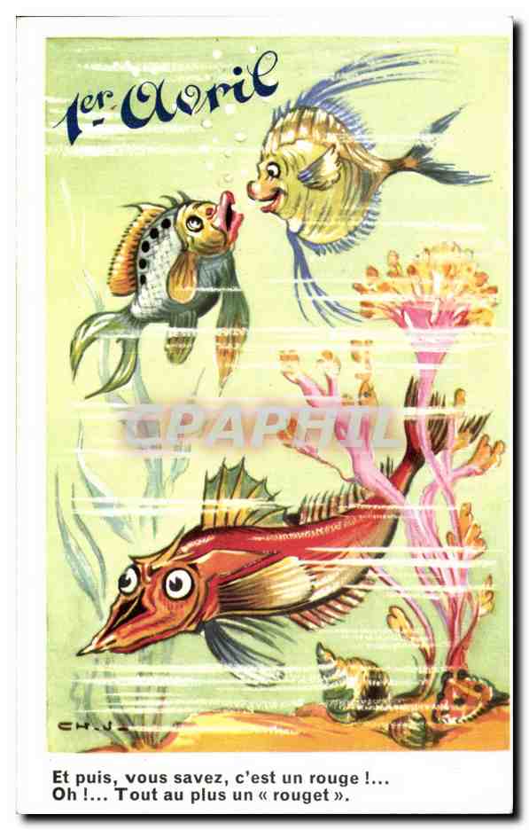 CPA Fantaisie Poissons 1er Avril Paques Easter