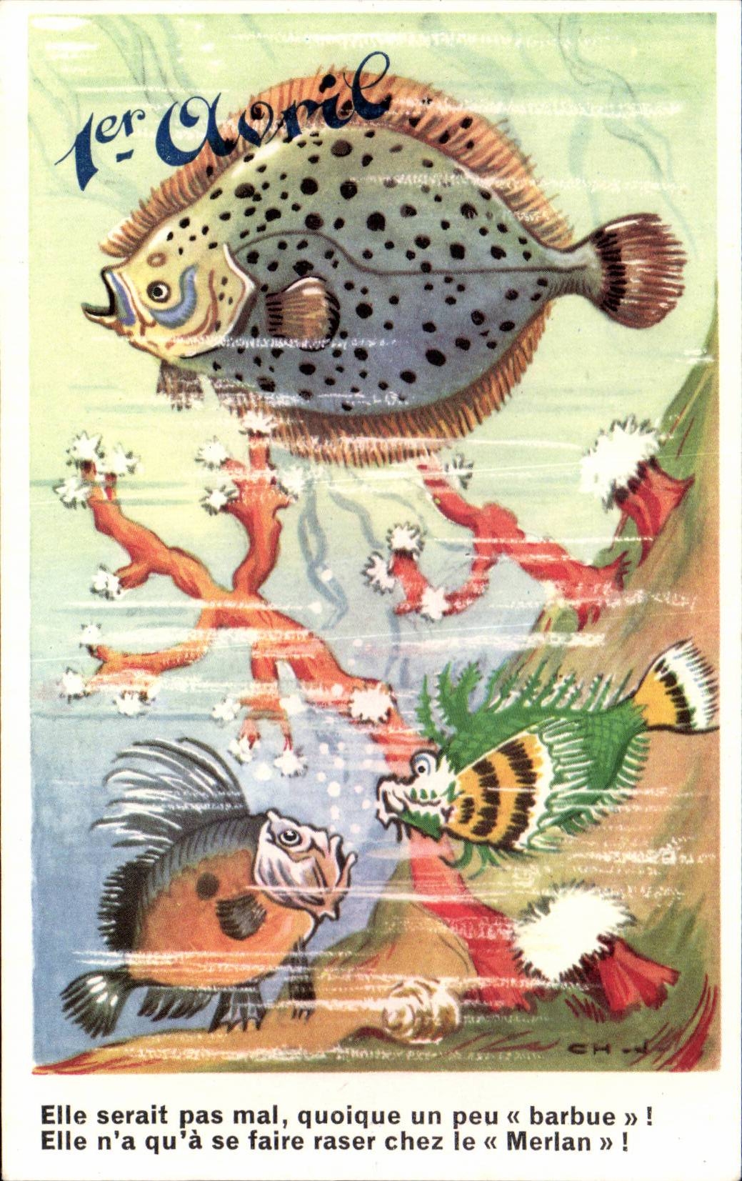 CPA Fantaisie Poissons 1er Avril Paques Easter