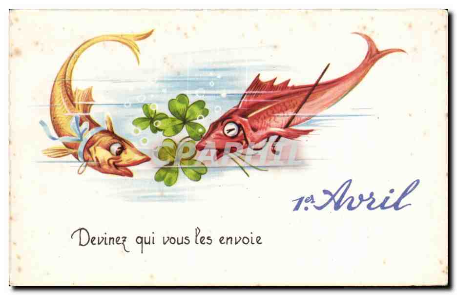 CPA Fantaisie Poissons 1er Avril Paques Easter