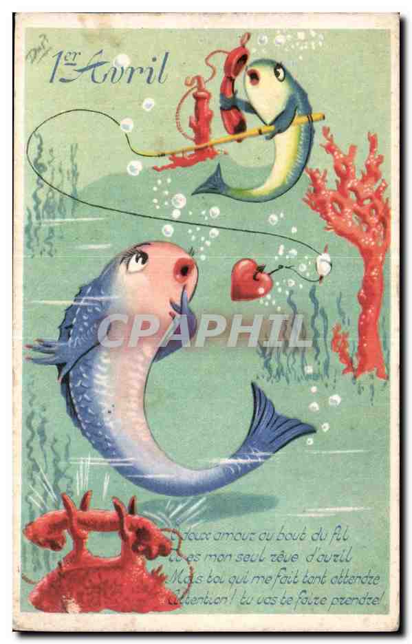 CPA Fantaisie Poissons 1er Avril Paques Easter