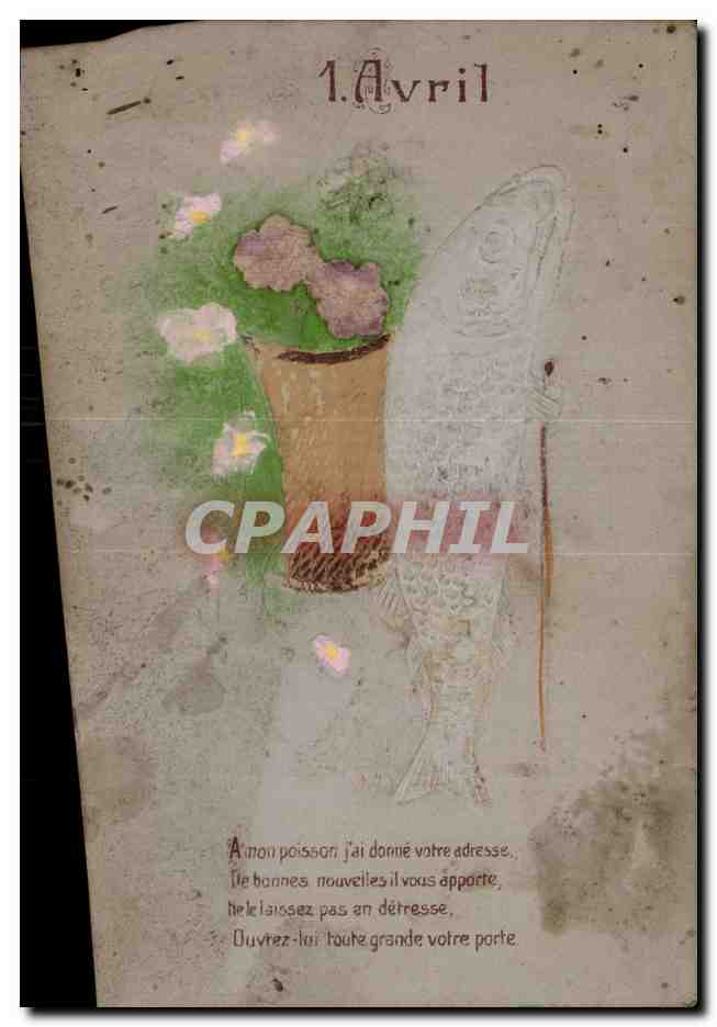 CPA Fantaisie Poisson 1er Avril Paques Easter