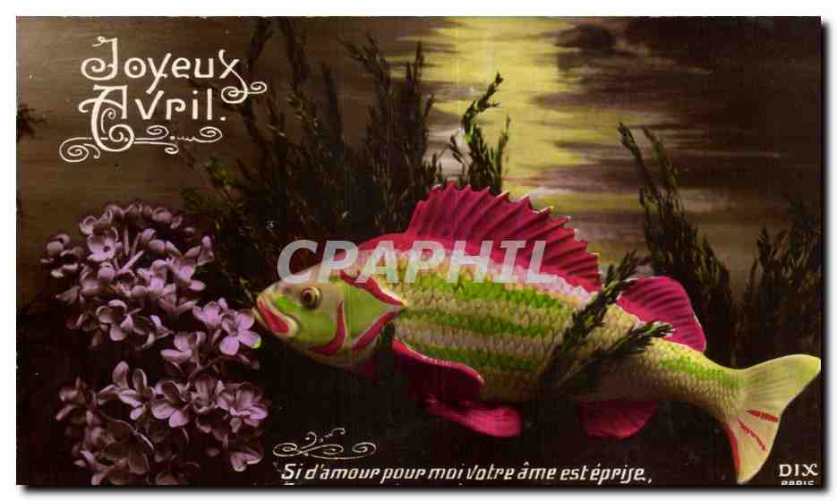 CPA Fantaisie Poisson 1er Avril Paques Easter