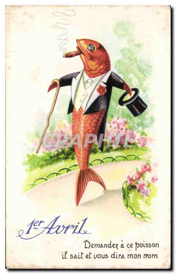 CPA Fantaisie Poisson Peche 1er Avril Paques Easter