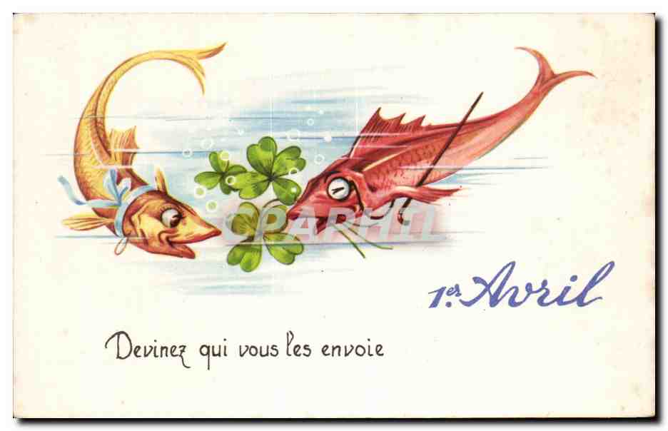 CPA Fantaisie Poissons Peche 1er Avril Paques Easter