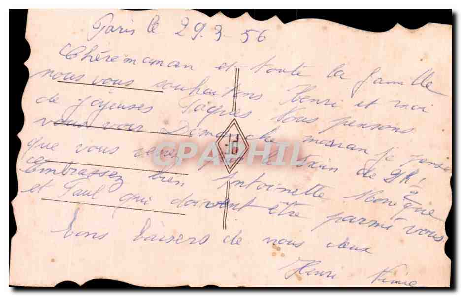 CPA Fantaisie Poisson et rose Paques Easter — Rückseite