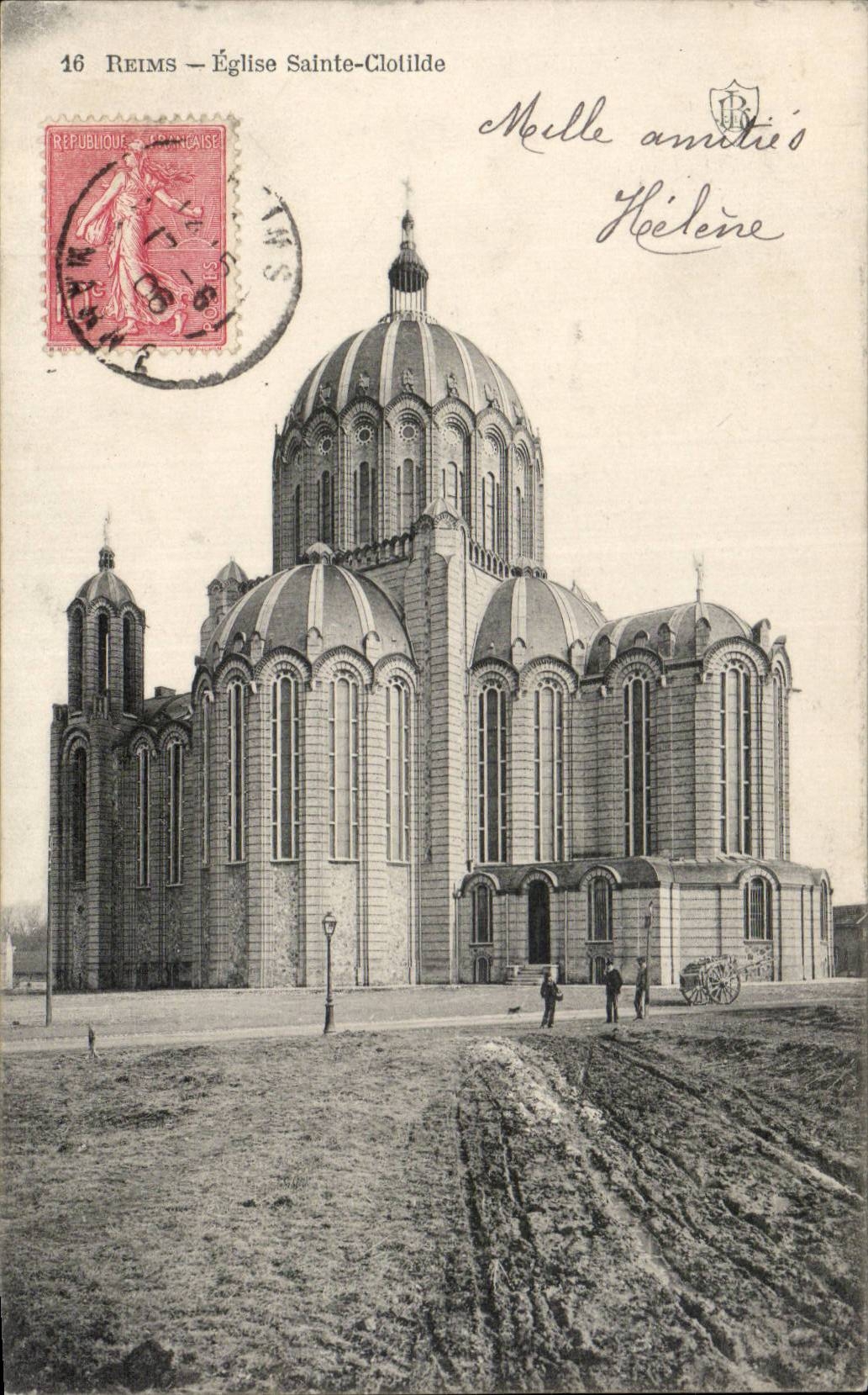 CPA Reims Eglise Sainte Clotilde