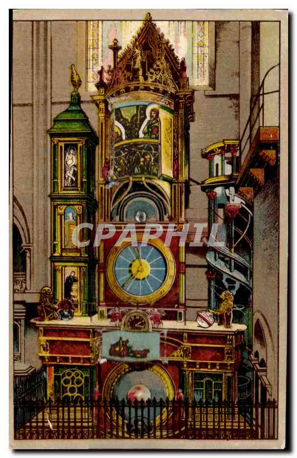 CPA CARTE SYSTEME Strasbourg Horloge astronomique de la cathedrale